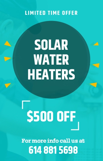Solar water heater special $500 off solar water heaters, coupon, Ohio Water Heaters, Plumbing Help, Water Heaters installation